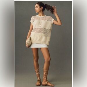 Anthropologie Maeve Open-Stitch Mesh Sweater Vest